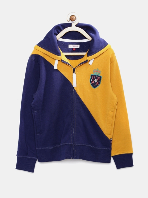 

U.S. Polo Assn. Kids Boys Yellow & Navy Hooded Sweatshirt