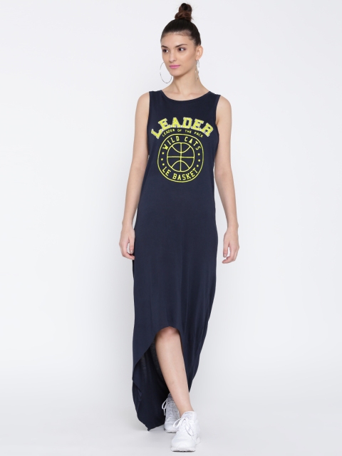 

Vero Moda Navy Printed High-Low Jersey Dress, Navy blue