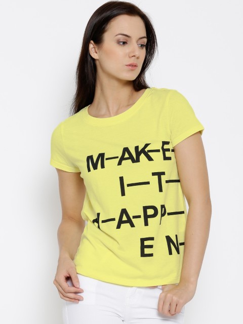 

Vero Moda Women Yellow Printed T-Shirt