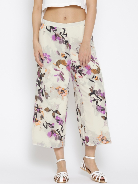 

Vero Moda Off-White Polyester Floral Print Culottes