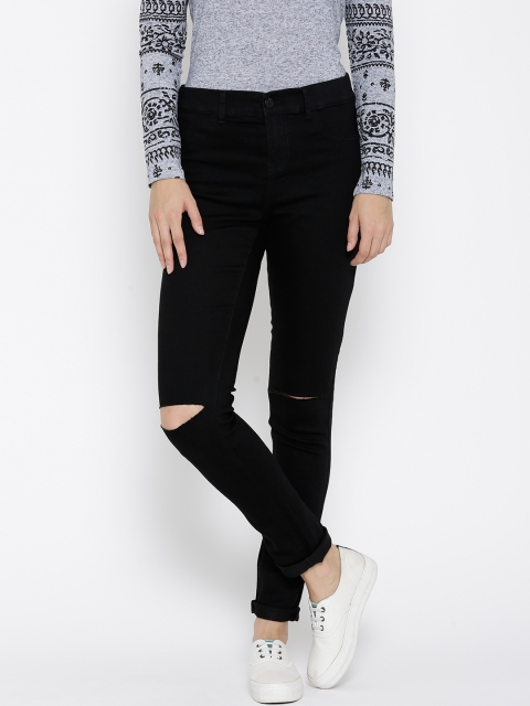 

Vero Moda Women Black Flared Fit High-Rise Slash Knee Stretchable Jeans