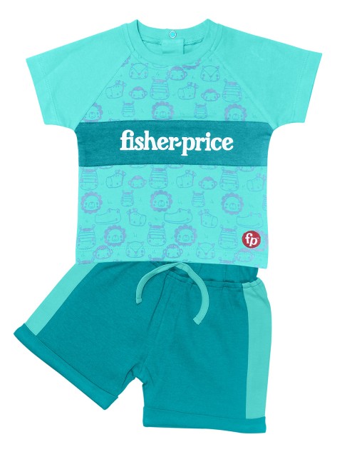 

Fisher Price X Moms Love Infant Boys Green Conversational Print Cotton Clothing Set