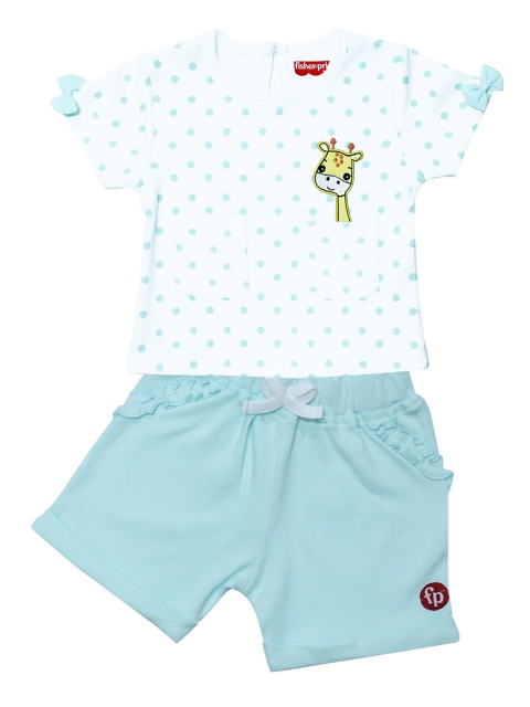 

Fisher Price X Moms Love Infant Girls White & Green Polka Dot Print Cotton Clothing Set