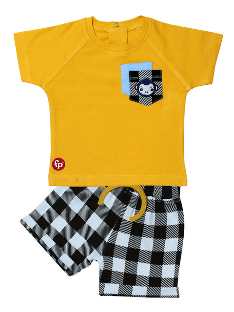 

Fisher Price X Moms Love Infant Boys Mustard Yellow Solid Cotton Clothing Set