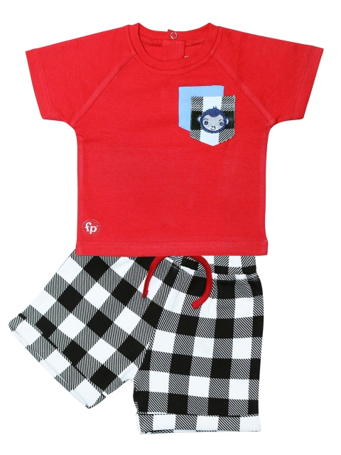 

Fisher Price X Moms Love Infant Boys Red Solid Cotton Clothing Set