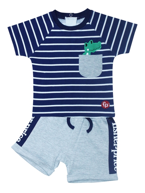 

Fisher Price X Moms Love Infant Boys Blue Striped T-shirt with Shorts