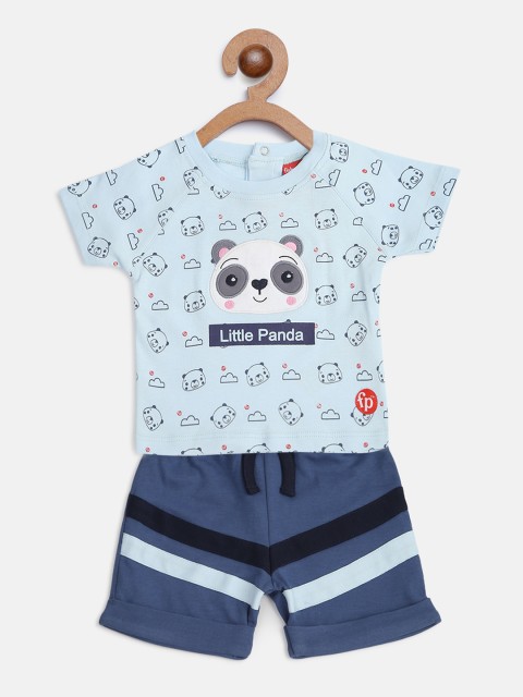 

Fisher Price X Moms Love Infant Boys Blue Pure Cotton Panda Print T-shirt with Shorts