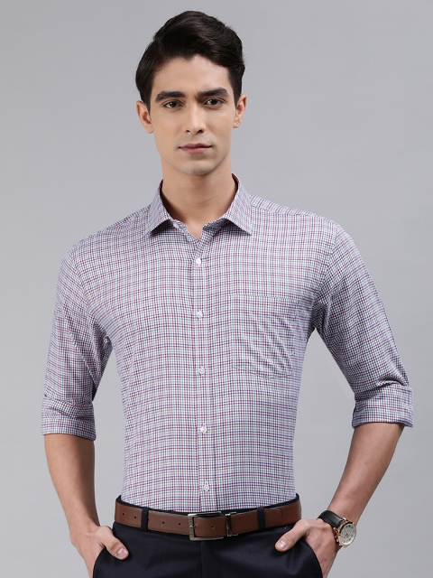 

Park Avenue Men White & Red Slim Fit Checked Formal Shirt