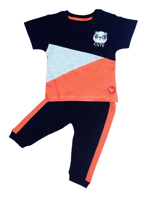 

Fisher Price X Moms Love Infant Boys Navy Blue Colourblocked T-shirt with Pyjamas