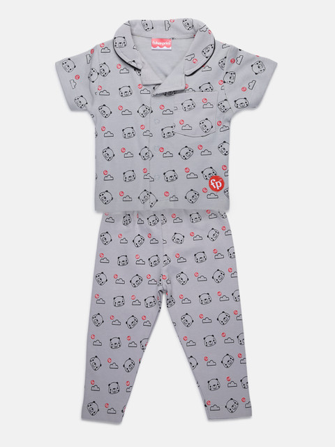 

Fisher Price X Moms Love Infant Boys Grey & Black Panda Print Pure Cotton Night suit