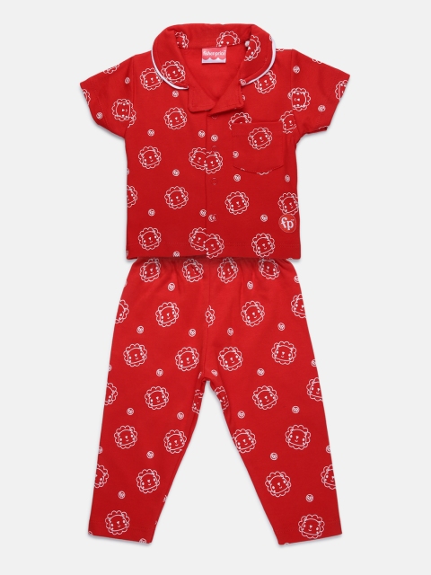 

Fisher Price X Moms Love Infant Boys Red & White Lion Print Pure Cotton Night suit