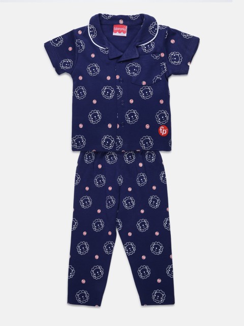

Fisher Price X Moms Love Infant Boys Navy Blue & White Lion Print Pure Cotton Night suit