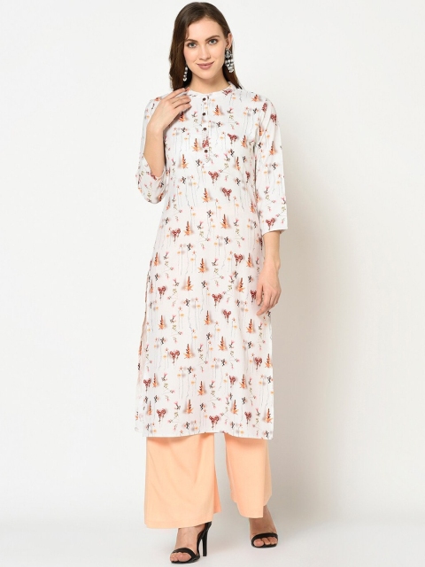 

Yufta Women White Floral Printed Kurta