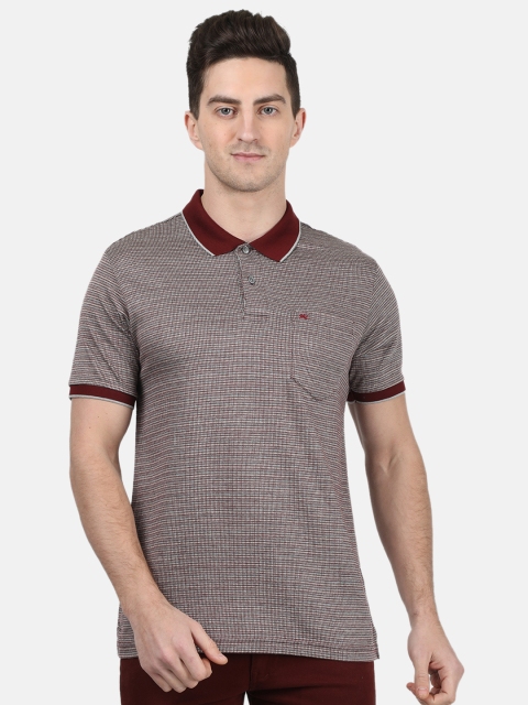 

Monte Carlo Men Maroon Self Design Cotton Polo Collar T-shirt