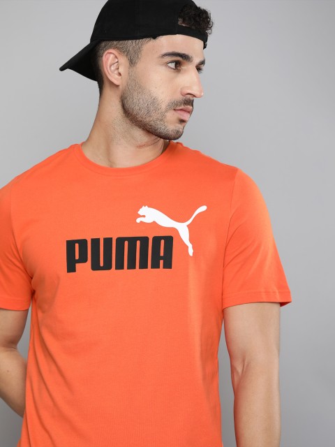

Puma Men Orange Brand Logo Printed Pure Cotton T-shirt