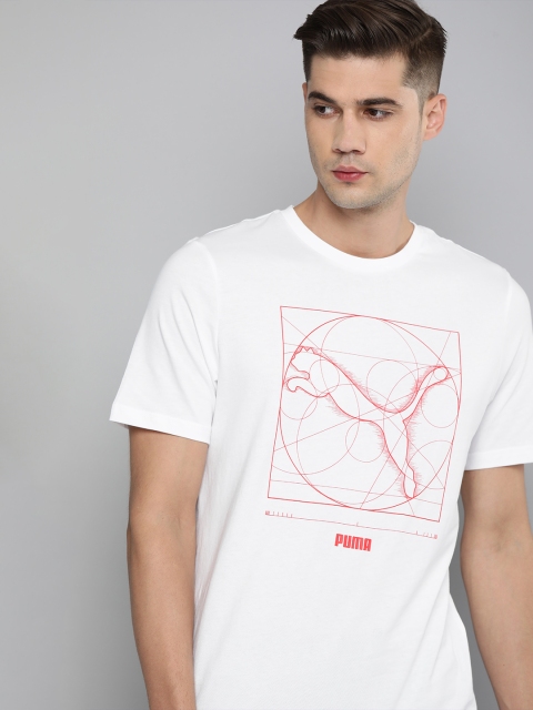 

Puma Men White Brand Logo Renaissance Cat Pure Cotton T-shirt