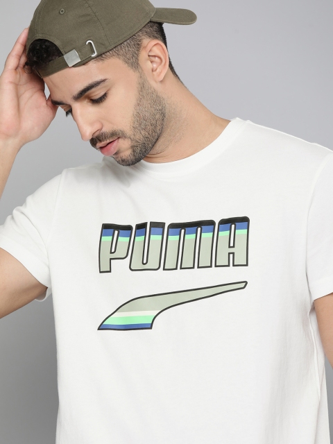 

Puma Men White & Black Brand Logo Printed T-shirt