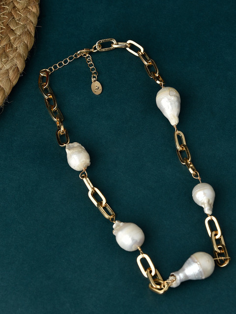 

Accessorize Gold-Plated Metal Baroque Pearl Collar Necklace
