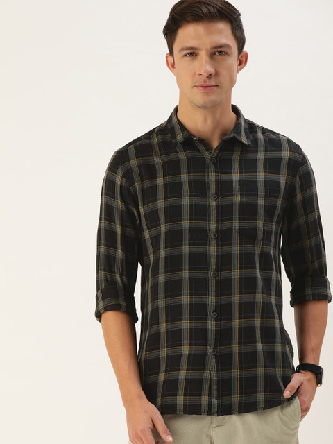 

Flying Machine Men Black Slim Fit Checked Casual Shirt