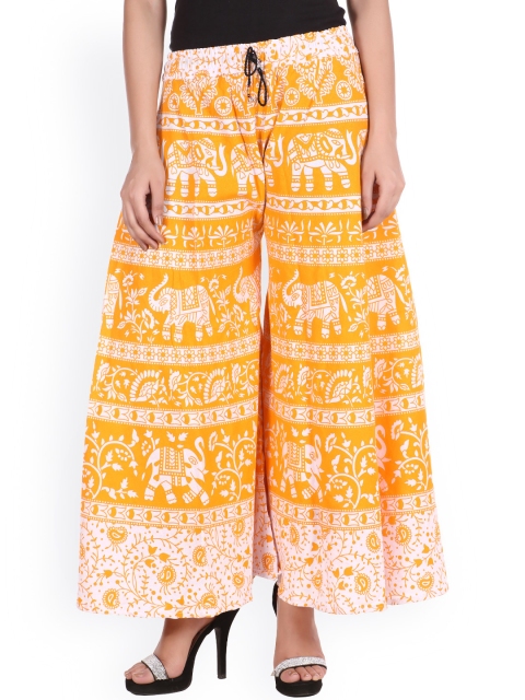 

SOUNDARYA Yellow Printed Palazzo Trousers