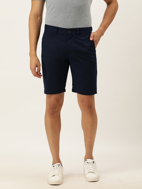 

Peter England Men Navy Blue Mid-Rise Regular Shorts