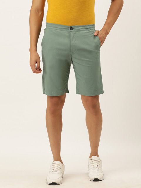 

Peter England Men Green Mid-Rise Regular Shorts