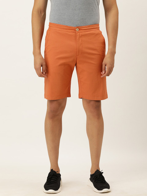

Peter England Men Orange Mid-Rise Regular Shorts