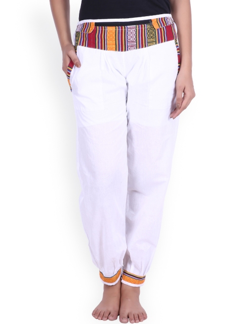 

SOUNDARYA White Cuffed Trousers