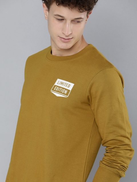 

HERE&NOW Men Brown Pullover Sweatshirt with Print Detail