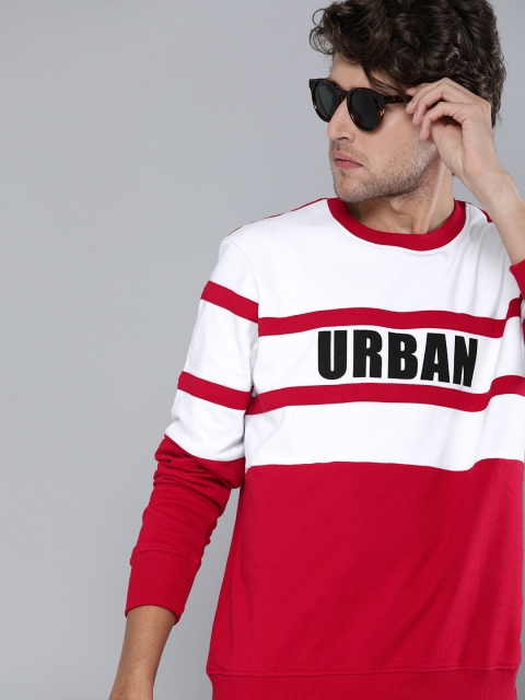 

HERE&NOW Men Red Colourblocked Sweatshirt