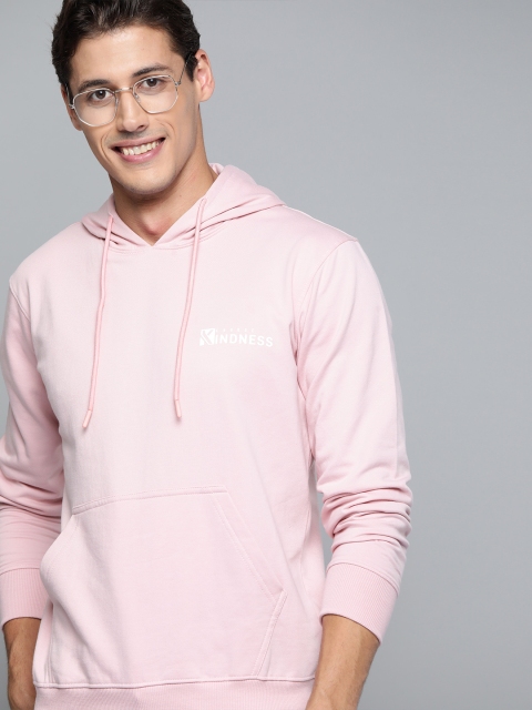 

HERE&NOW Men Pink Printed Hooded Sweatshirt