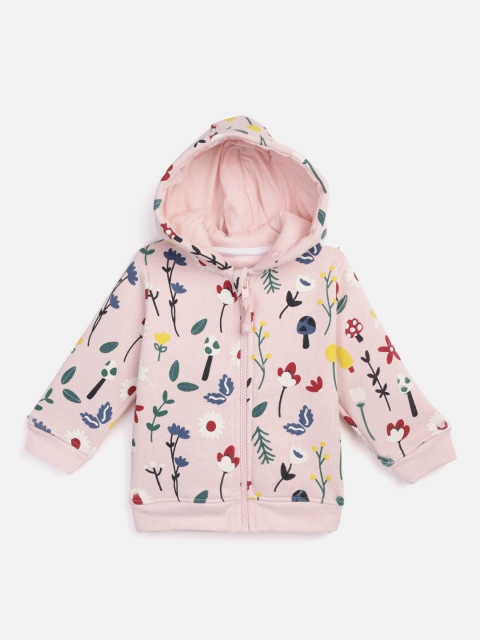 

YK Infant Infant Girls Pink & Green Floral Printed Hooded Sweatshirt