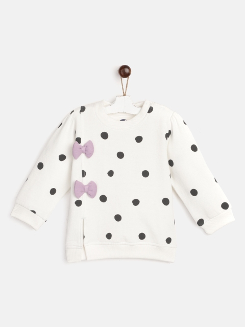 

YK Infant Girls White & Black Polka Dot Print Sweatshirt