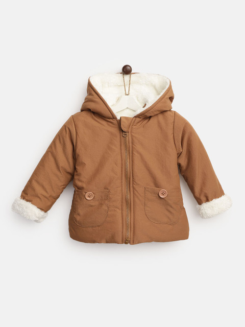 

YK Infant Boys Brown Solid Teddy Bear Hood Jacket