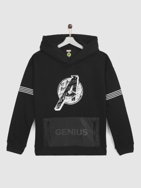 

YK Marvel Boys Black & White Captain America Printed Hooded Sweatshirt