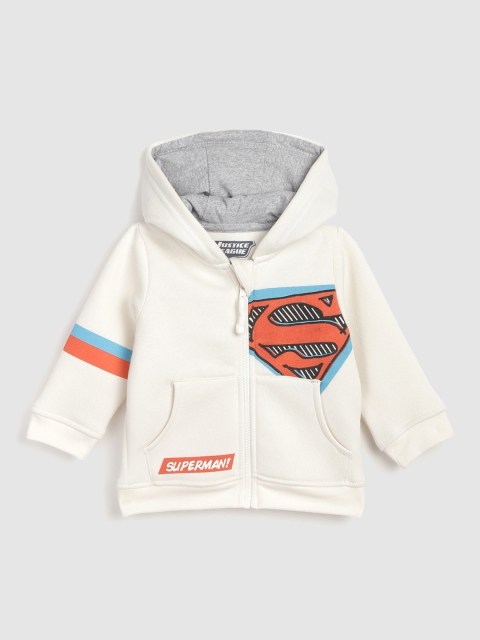 

YK Justice League Boys White & Orange Superman Print Hooded Sweatshirt