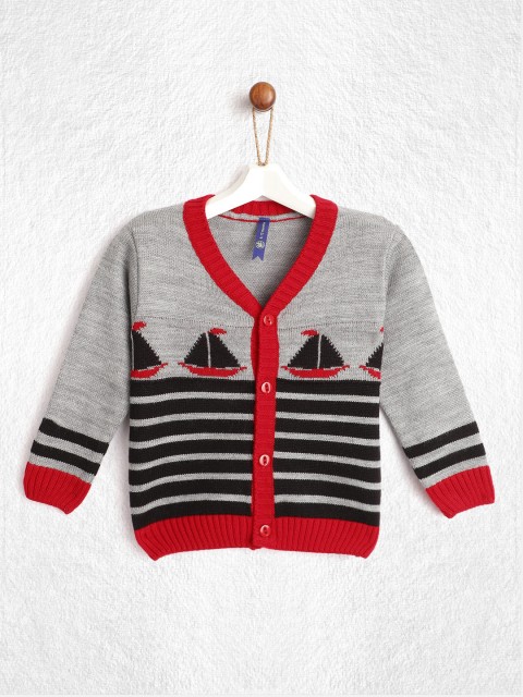 

YK Infant Boys Grey & Black Striped Cardigan