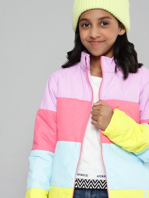 

YK Girls Multicoloured Colourblocked Padded Jacket, Multi