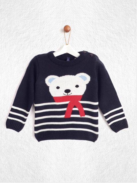 

YK Infant Boys Navy Blue & White Striped Sweater