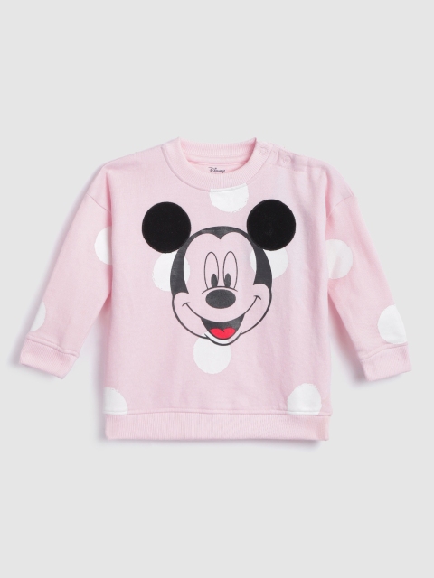 

YK Disney Girls Pink & Black Mickey Mouse Print Sweatshirt