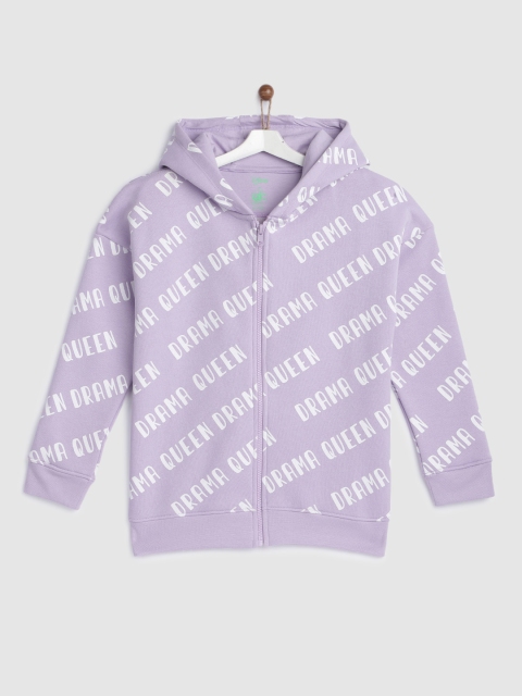 

YK Girls Lavender Printed Hooded Sweatshirt