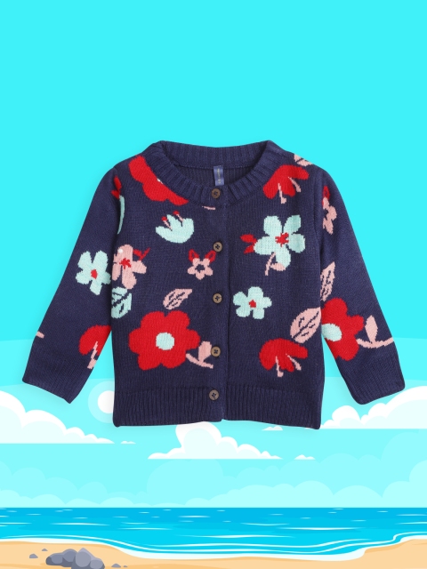 

YK Infant Girls Navy Blue & Red Floral Cardigan