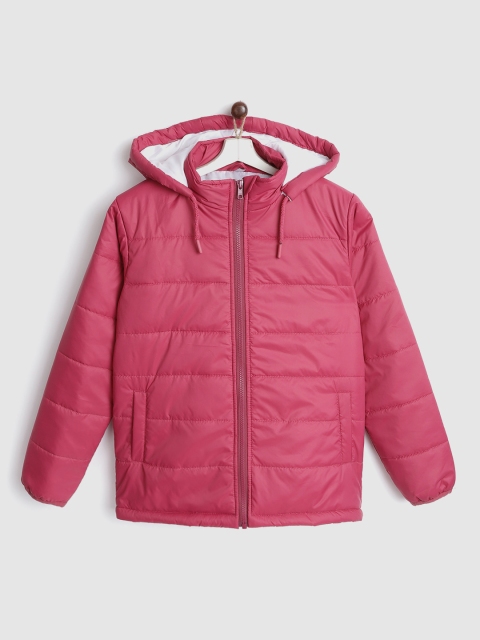 

YK Girls Fuchsia Pink Hooded Padded Jacket