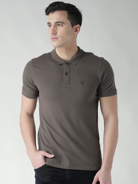 

SELECTED Men Grey Solid Polo Collar T-shirt