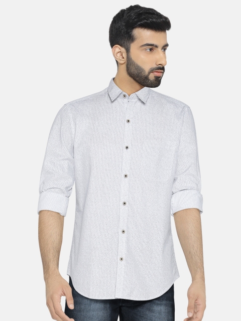 

John Players Men White Striped Trim Fit Casual Shirt