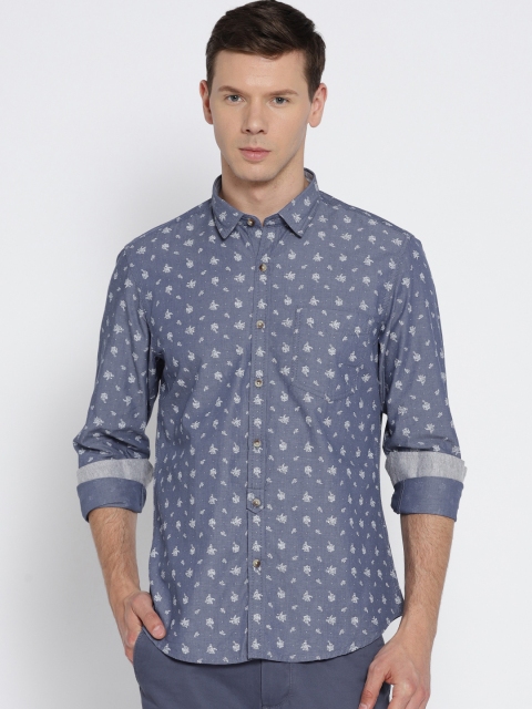 

John Players Men Blue Trim Fit Floral Print Casual Shirt