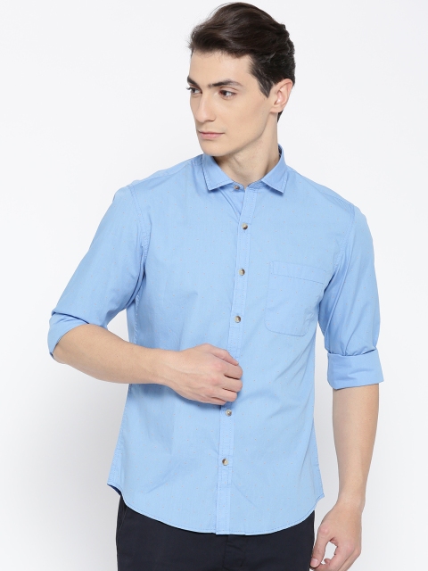 

John Players Men Blue Trim Fit Printed Casual Shirt