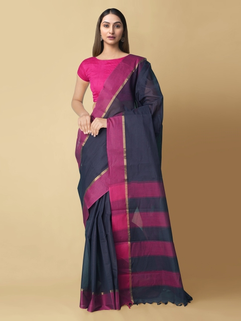 

Unnati Silks Blue Pure Cotton Solid Chettinad Saree