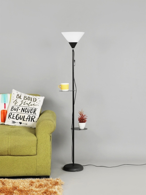 SANDED EDGE Black & White Solid Contemporary Shelf Lamp