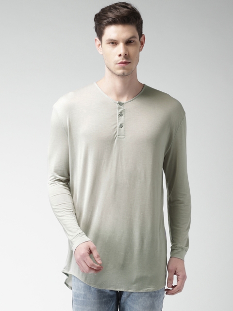 

SELECTED Men Grey Solid Henley Neck T-shirt